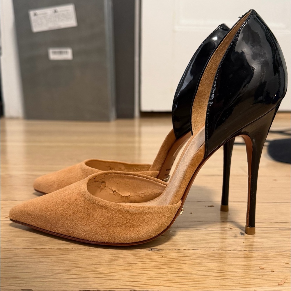 SCHUTZ Tan and Black suede and patent leather